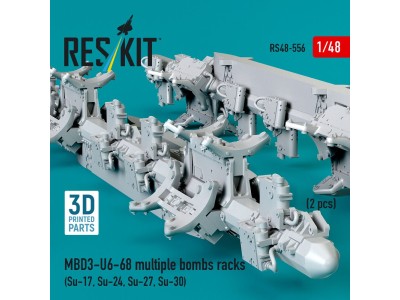 MBD3-U6-68 multiple bombs racks (2 pcs) (Su-17, Su-24, Su-27, Su-30) (3D Printed) 