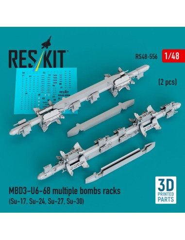 MBD3-U6-68 multiple bombs racks (2 pcs) (Su-17, Su-24, Su-27, Su-30) (3D Printed) 