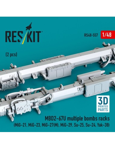 MBD2-67U multiple bombs racks (2 pcs) (MiG-21, MiG-23, MiG-27(?), MiG-29, Su-25, Su-24, Yak-38) (3D Printed) 
