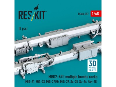 MBD2-67U multiple bombs racks (2 pcs) (MiG-21, MiG-23, MiG-27(?), MiG-29, Su-25, Su-24, Yak-38) (3D Printed) 