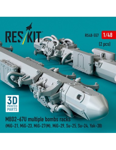 MBD2-67U multiple bombs racks (2 pcs) (MiG-21, MiG-23, MiG-27(?), MiG-29, Su-25, Su-24, Yak-38) (3D Printed) 