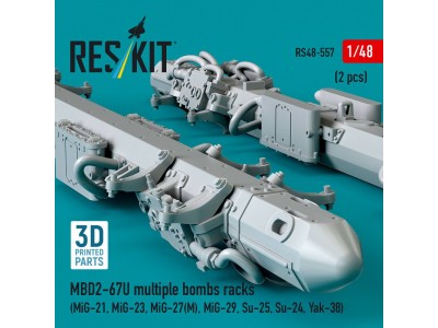 MBD2-67U multiple bombs racks (2 pcs) (MiG-21, MiG-23, MiG-27(?), MiG-29, Su-25, Su-24, Yak-38) (3D Printed) 