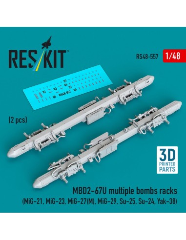 MBD2-67U multiple bombs racks (2 pcs) (MiG-21, MiG-23, MiG-27(?), MiG-29, Su-25, Su-24, Yak-38) (3D Printed) 