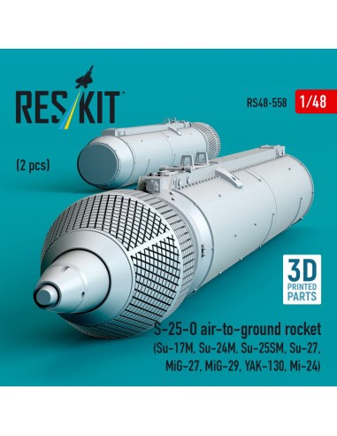 S-25-O air-to-ground rocket (2 pcs) (Su-17M, Su-24M, Su-25SM, Su-27,MiG-27, MiG-29, YAK-130, Mi-24) (3D Printed) 