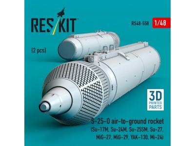 S-25-O air-to-ground rocket (2 pcs) (Su-17M, Su-24M, Su-25SM, Su-27,MiG-27, MiG-29, YAK-130, Mi-24) (3D Printed) 