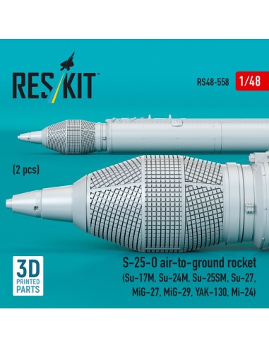 S-25-O air-to-ground rocket (2 pcs) (Su-17M, Su-24M, Su-25SM, Su-27,MiG-27, MiG-29, YAK-130, Mi-24) (3D Printed) 