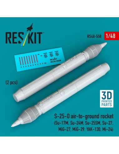 S-25-O air-to-ground rocket (2 pcs) (Su-17M, Su-24M, Su-25SM, Su-27,MiG-27, MiG-29, YAK-130, Mi-24) (3D Printed) 