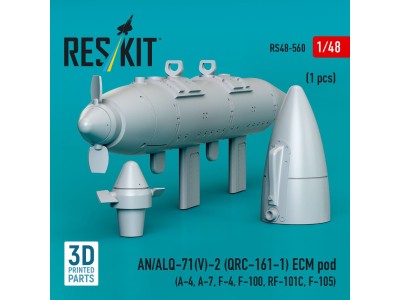 AN/ALQ-71(V)-2 (QRC-161-1) ECM pod (1pcs) (A-4, A-7, F-4, F-100, RF-101C, F-105) (3D Printed) 