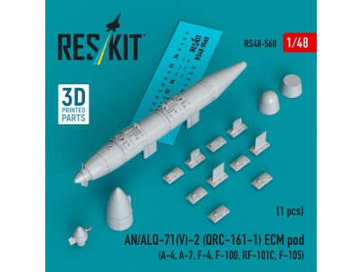 AN/ALQ-71(V)-2 (QRC-161-1) ECM pod (1pcs) (A-4, A-7, F-4, F-100, RF-101C, F-105) (3D Printed) 