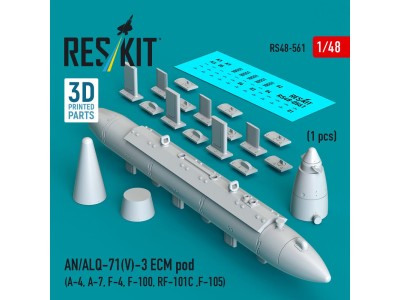 AN/ALQ-71(V)-3 ECM pod (A-4, A-7, F-4, F-100, RF-101C, F-105) (1pcs) (3D Printed) 