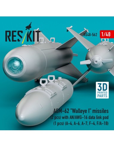 AGM-62 Walleye I missiles (2 pcs) with AN/AWG-16 data link pod (1 pcs) (A-4, A-6, A-7, F-4, F/A-18) (3D Printed) 