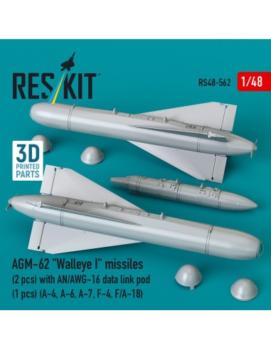 AGM-62 Walleye I missiles (2 pcs) with AN/AWG-16 data link pod (1 pcs) (A-4, A-6, A-7, F-4, F/A-18) (3D Printed) 