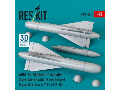 AGM-62 Walleye I missiles (2 pcs) with AN/AWG-16 data link pod (1 pcs) (A-4, A-6, A-7, F-4, F/A-18) (3D Printed) 