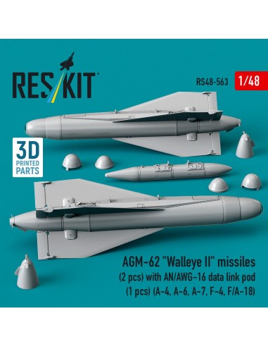 AGM-62 Walleye II missiles (2 pcs) with AN/AWG-16 data link pod (1 pcs) (A-4, A-6, A-7, F-4, F/A-18) (3D Printed) 