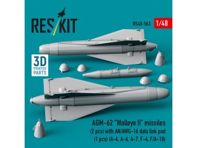 AGM-62 Walleye II missiles (2 pcs) with AN/AWG-16 data link pod (1 pcs) (A-4, A-6, A-7, F-4, F/A-18) (3D Printed) 