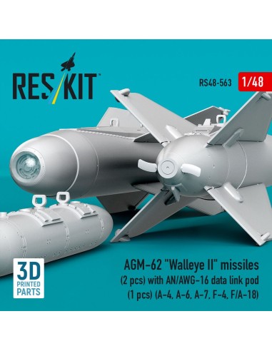 AGM-62 Walleye II missiles (2 pcs) with AN/AWG-16 data link pod (1 pcs) (A-4, A-6, A-7, F-4, F/A-18) (3D Printed) 