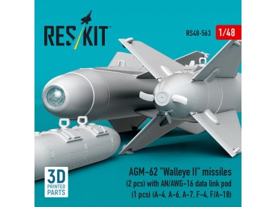 AGM-62 Walleye II missiles (2 pcs) with AN/AWG-16 data link pod (1 pcs) (A-4, A-6, A-7, F-4, F/A-18) (3D Printed) 