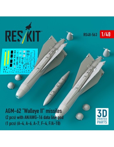 AGM-62 Walleye II missiles (2 pcs) with AN/AWG-16 data link pod (1 pcs) (A-4, A-6, A-7, F-4, F/A-18) (3D Printed) 
