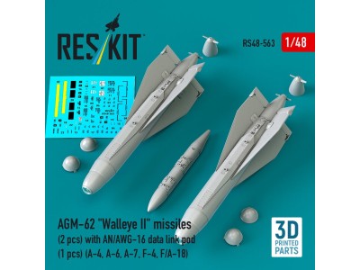 AGM-62 Walleye II missiles (2 pcs) with AN/AWG-16 data link pod (1 pcs) (A-4, A-6, A-7, F-4, F/A-18) (3D Printed) 