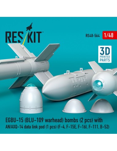 EGBU-15 (BLU-109 warhead) bombs (2 pcs) with AN/AXQ-14 data link pod (1 pcs) (F-4, F-15E, F-16I, F-111, B-52) (3D Printed) 
