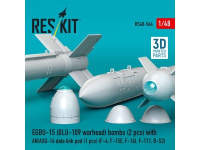 EGBU-15 (BLU-109 warhead) bombs (2 pcs) with AN/AXQ-14 data link pod (1 pcs) (F-4, F-15E, F-16I, F-111, B-52) (3D Printed) 