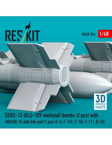 EGBU-15 (BLU-109 warhead) bombs (2 pcs) with AN/AXQ-14 data link pod (1 pcs) (F-4, F-15E, F-16I, F-111, B-52) (3D Printed) 