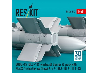 EGBU-15 (BLU-109 warhead) bombs (2 pcs) with AN/AXQ-14 data link pod (1 pcs) (F-4, F-15E, F-16I, F-111, B-52) (3D Printed) 