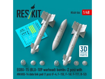 EGBU-15 (BLU-109 warhead) bombs (2 pcs) with AN/AXQ-14 data link pod (1 pcs) (F-4, F-15E, F-16I, F-111, B-52) (3D Printed) 