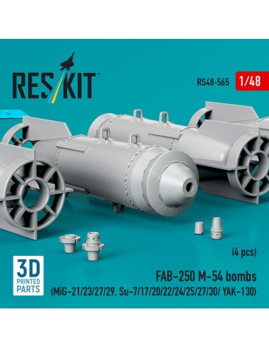 FAB-250 ?-54 bombs (4 pcs) (MiG-21/23/27/29, Su-7/17/20/22/24/25/27/30/ YAK-130) (3D Printed) 