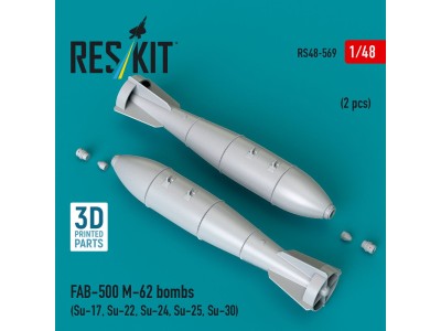 FAB-500 M-62 bombs (2 pcs) (Su-17, Su-22, Su-24, Su-25, Su-30) (3D Printed) 
