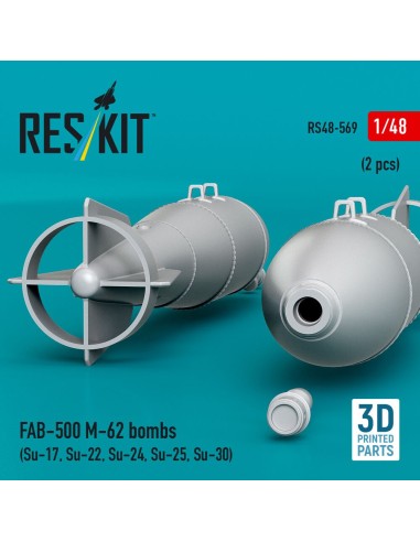 FAB-500 M-62 bombs (2 pcs) (Su-17, Su-22, Su-24, Su-25, Su-30) (3D Printed) 