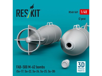 FAB-500 M-62 bombs (2 pcs) (Su-17, Su-22, Su-24, Su-25, Su-30) (3D Printed) 
