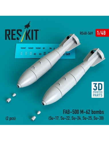 FAB-500 M-62 bombs (2 pcs) (Su-17, Su-22, Su-24, Su-25, Su-30) (3D Printed) 