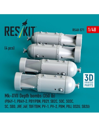 Mk-XVII Depth bombs (350 lb) (4 pcs) (PB4Y-1, PB4Y-2, PBY/PBN, PB2Y, SB2C, SOC, SO3C, SC, SBD, JRF, J4F, TBF/TBM, PV-1, PV-2, PB