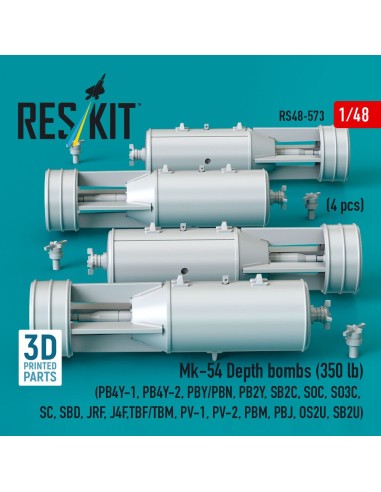 Mk-54 Depth bombs (350 lb) (4 pcs) (PB4Y-1, PB4Y-2, PBY/PBN, PB2Y, SB2C, SOC, SO3C, SC, SBD, JRF, J4F, TBF/TBM, PV-1, PV-2, PBM,