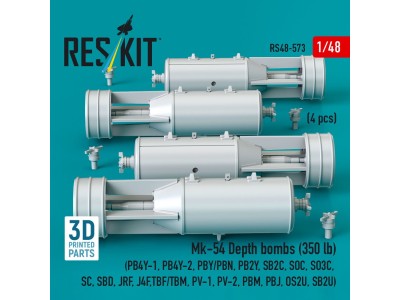Mk-54 Depth bombs (350 lb) (4 pcs) (PB4Y-1, PB4Y-2, PBY/PBN, PB2Y, SB2C, SOC, SO3C, SC, SBD, JRF, J4F, TBF/TBM, PV-1, PV-2, PBM,