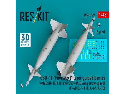 GBU-10 Paveway I laser guided bombs with BSU-37/B fin and BSU-3A/B wing (slow speed) (2 pcs) (F-4D/E, F-111, A-6A, A-7E) (3D Pri