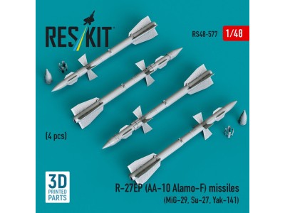 R-27EP (AA-10 Alamo-F) missiles (4 pcs) (MiG-29, Su-27, Yak-141) (3D Printed) 