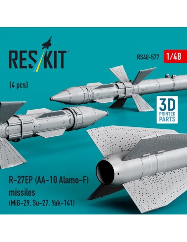 R-27EP (AA-10 Alamo-F) missiles (4 pcs) (MiG-29, Su-27, Yak-141) (3D Printed) 