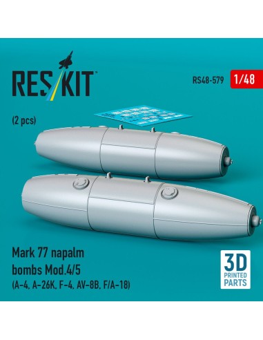 Mark 77 napalm bombs Mod.4/5 (2pcs) (A-4, A-26K, F-4, AV-8B, F/A-18) (3D Printed) 