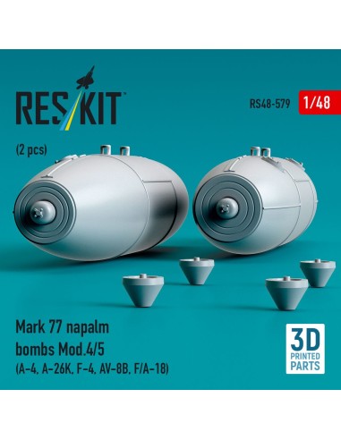 Mark 77 napalm bombs Mod.4/5 (2pcs) (A-4, A-26K, F-4, AV-8B, F/A-18) (3D Printed) 