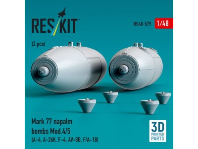 Mark 77 napalm bombs Mod.4/5 (2pcs) (A-4, A-26K, F-4, AV-8B, F/A-18) (3D Printed) 