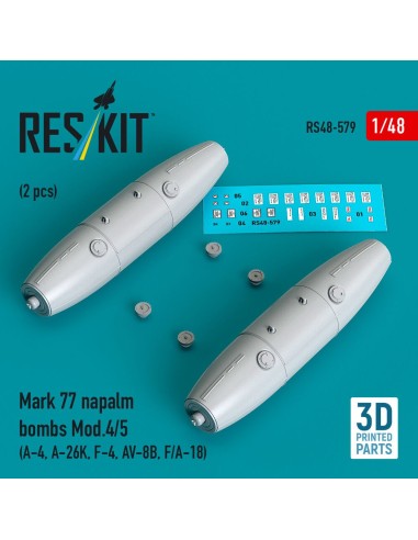 Mark 77 napalm bombs Mod.4/5 (2pcs) (A-4, A-26K, F-4, AV-8B, F/A-18) (3D Printed) 