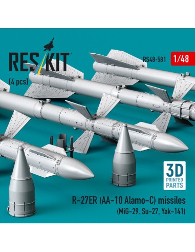 R-27ER (AA-10 Alamo-C) missiles (4 pcs) (MiG-29, Su-27, Yak-141) (3D Printed) 