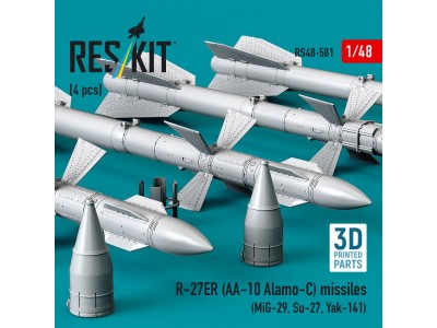 R-27ER (AA-10 Alamo-C) missiles (4 pcs) (MiG-29, Su-27, Yak-141) (3D Printed) 