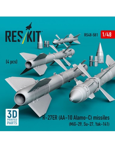 R-27ER (AA-10 Alamo-C) missiles (4 pcs) (MiG-29, Su-27, Yak-141) (3D Printed) 