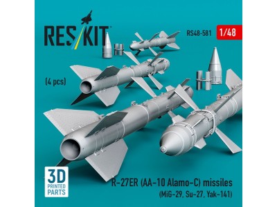 R-27ER (AA-10 Alamo-C) missiles (4 pcs) (MiG-29, Su-27, Yak-141) (3D Printed) 