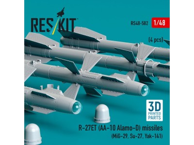 R-27ET (AA-10 Alamo-D) missiles (4 pcs) (MiG-29, Su-27, Yak-141) (3D Printed) 