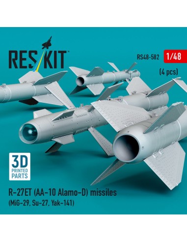 R-27ET (AA-10 Alamo-D) missiles (4 pcs) (MiG-29, Su-27, Yak-141) (3D Printed) 
