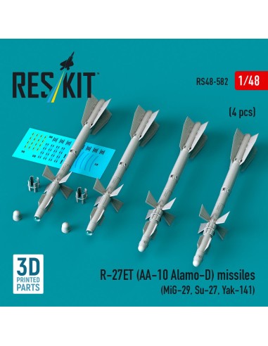 R-27ET (AA-10 Alamo-D) missiles (4 pcs) (MiG-29, Su-27, Yak-141) (3D Printed) 